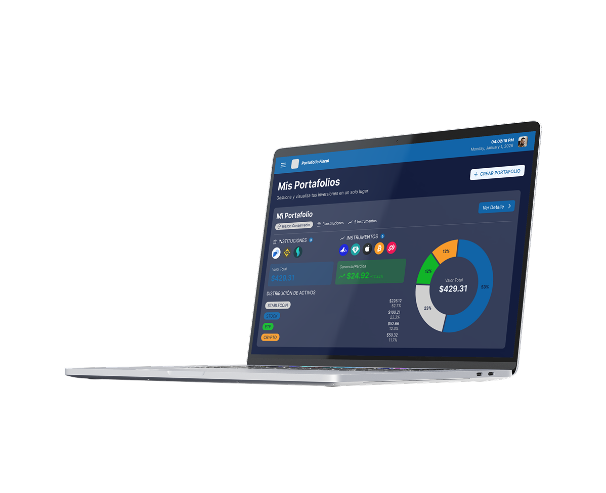 Macbook con la plataforma de Portafolio Fiscal